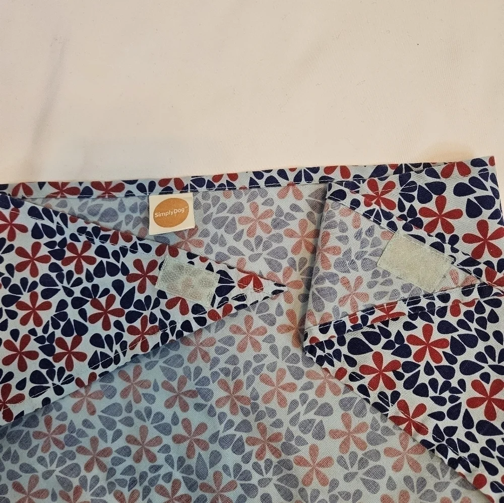 Upcycled Floral Dog Bandana M/L Velcro Closure Host Pick Pet Accessory Patriotic